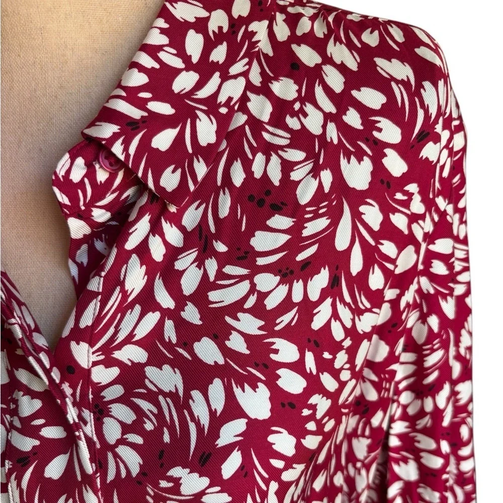 Hobbs London-NWT size 14 “Marciella” cranberry 100% viscose shirt dress. NEW! - Picture 6 of 16